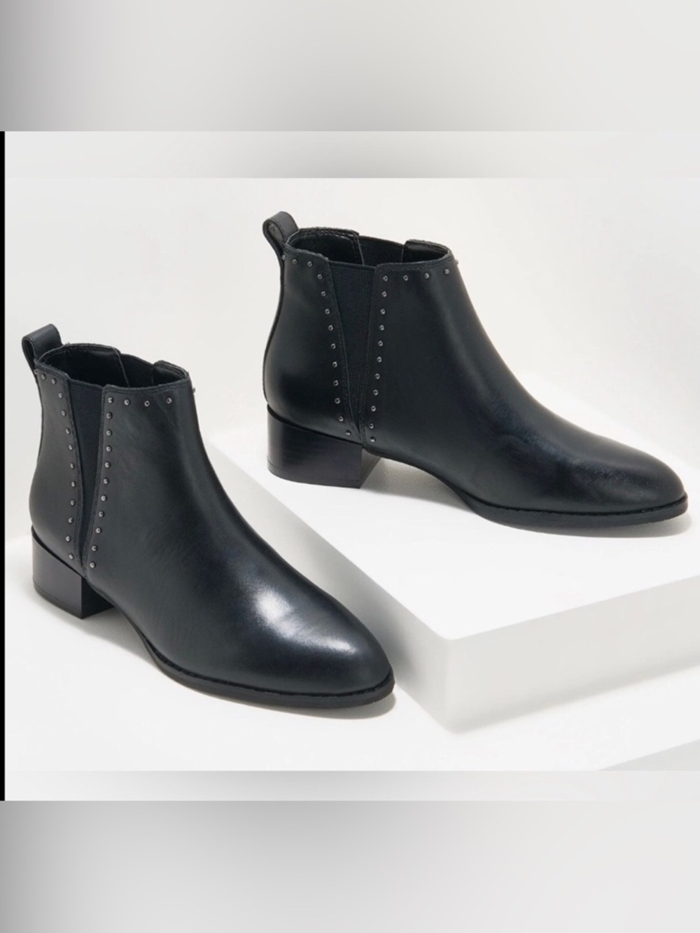 Isaac Mizrahi Black Studded Ankle Booties Leather NWT